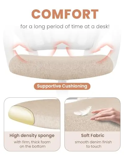 NEO CHAIR Office Desk Computer Chair Ergonomic Mesh Gaming Mid Back Seat with Comfy Lumbar Support Adjustable Height Swivel for Home Task (Beige) 5