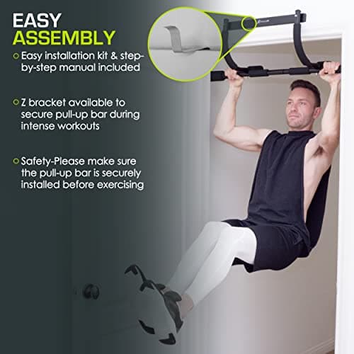 ProsourceFit Multi-Grip Lite Pull Up/Chin Up Bar, Heavy Duty Doorway Upper Body Workout Bar for Home Gyms 24”-32” 5
