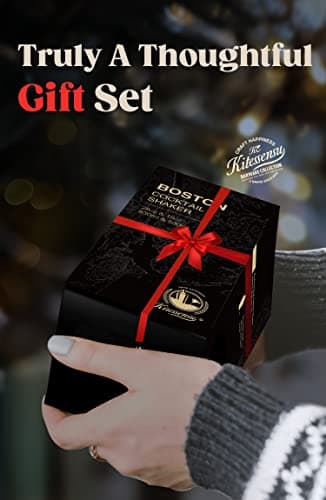 KITESSENSU Boston Cocktail Shaker Set, 4-Piece Boston Shaker Tins Bartender Kit with 18oz & 28oz Mixed Drink Shaker, Hawthorne Strainer, Double Measuring Jigger, Cocktail Recipe Cards Included 5
