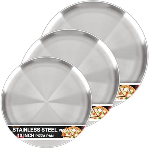 Pizza Pan Set for Oven, Non-Stick Stainless Steel Pizza Pans, Round Pizza Steel Tray for Baking Supplies & Kitchen, Restaurant, Home (13.5 Inch & 12 Inch & 10 Inch), Dishwasher Safe & Easy Clean