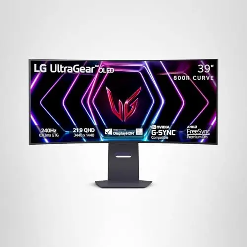 LG 39GS95QE Ultragear OLED Curved Gaming Monitor 39-Inch WQHD 800R 240Hz 0.03ms DisplayHDR True Black 400 AMD FreeSync Premium Pro NVIDIA G-Sync HDMI 2.1 DisplayPort Tilt/Height/Swivel Stand - Black 13