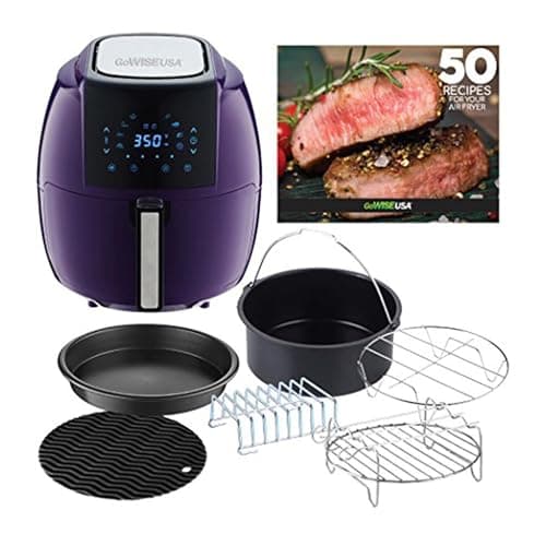 GoWISE USA GWAC22006 5.8-Quart Air Fryer, 6 PC Accessory Set + 50 Recipes (Plum), QT 5