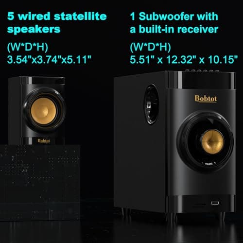 Surround Sound Systems 5.1 Home Theater System Speakers for TV Subwoofer Stereo Home Audio Wired Speakers System with HDMI ARC Optical Bluetooth Input for 4K TV Ultra HD AV DVD FM Radio USB 8