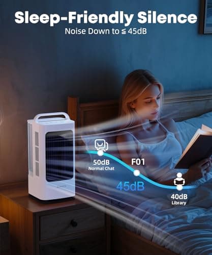 XAMATTS Portable Air Conditioners, 1700ml Evaporative Air Cooler with Remote, 120° Oscillating Mini Air Conditioner Portable with 3 Speeds & 1-7H Timer, Portable AC Unit for Bedroom Room Office Desk 7