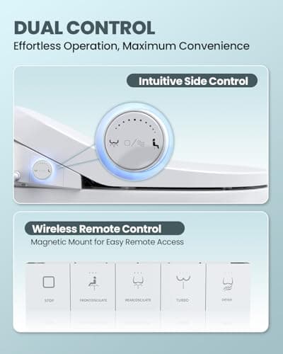 Electric Bidet Toilet Seat Elongated, Heated Toilet Seat with Instant Warm Water & Air Dryer, 6 Wash Modes, Dual Control, Self-Cleaning Nozzle, Soft-Close Lid, Night Light, Eco & Child Friendly 5