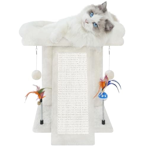 TWDEPART Cat Tree Cat Tower with Cat Scratching Post for Indoor Cats,Activity Centre Climbing Tree Cat Furniture with Playful Toy Balls,Beige