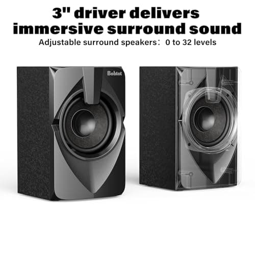 Bobtot Surround Sound Speakers Home Theater Systems - 700 Watts Peak Power 5.1/2.1Wired Stereo Speaker System 5.25" Subwoofer Strong Bass with Bluetooth ARC Optical Input 5