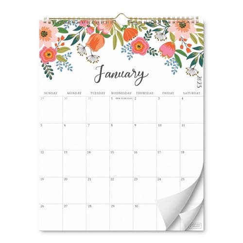 S&O Vertical Floral Wall Calendar from January 2025-June 2026 - Tear-Off Monthly Calendar - 18 Month Academic Wall Planner - Hanging Organizer to Track Anniversaries & Appointments - 13.5"x10.5”in