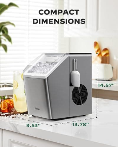 Silonn Ice Makers Countertop, 44lbs Per Day, 2 Ways to Add Water, Auto Self-Cleaning, Stainless Steel Ice Machine for Home Office Bar Party 7
