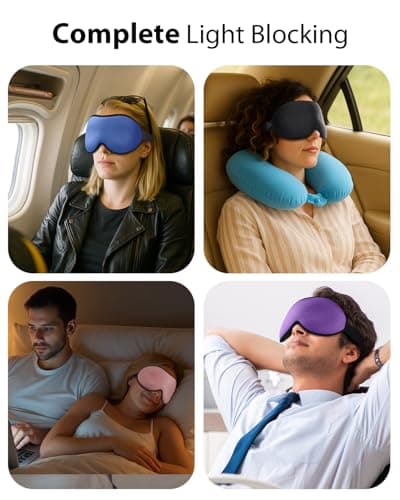 MABAO Weighted Sleep Mask - 100% Blackout Eye Mask for Sleeping for Women Men, 3D Contoured for Lash Extension, Zero Eye Pressure Memory Foam Cover, Soft Gentle Pressure Blindfold for Travel - Black 9