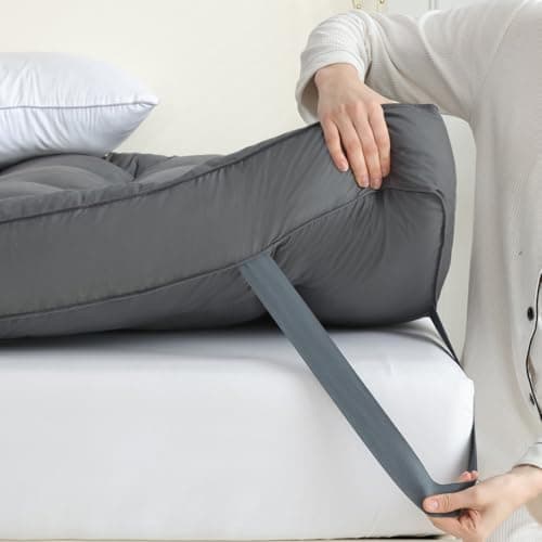 WhatsBedding 5 Inch Mattress Topper Queen Size, 4 Layer Goose Feather Bed Topper, Filled with Shredded Foam, 100% Cotton Mattress Pad Cover, CertiPUR-US Certified, Grey Color, 60x80 8