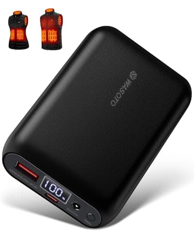 WASOTO Heated Vest Jacket Battery Pack 16000mAh 9V Output with LED Display, Rechargeable Power Bank with DC/Type-C/USB Supports PD3.0/PD2.0