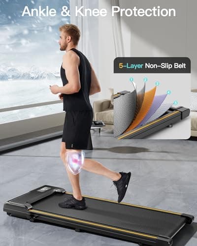 UMAY Fitness Home Folding Incline Treadmill with Pulse Sensors, 3.0 HP Quiet Brushless, 300 lbs Capacity (Black Orange) 5