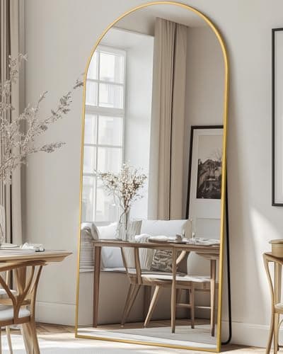 Antok 71" x26” Arched Full Length Floor Mirror, Gold Aluminum Frame, Free Standing/Wall Mount/Leaning for Bedroom, Living Room, Dressing Room