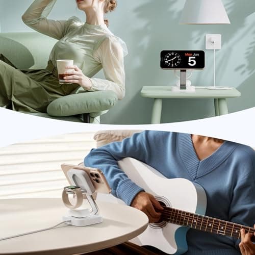 2026 Traveling Wireless Mag-Safe Fast Charging Station,Magnetic 3 in 1 Charger with iPhone 17 16 15 14 13 12 Pro Max Plus,Apple Watch Series & Air pods 4 3 2 Pro-Gifts for Wife & Husband(White) 8