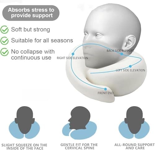 SZXYX Travel Pillows for Airplanes, 100% Pure Memory Foam Neck Pillow for Airplanes, Comfortable Breathable Cover, 360° Support Stowable Pillows for Sleeping, Car, Airport Travel Essentials 7