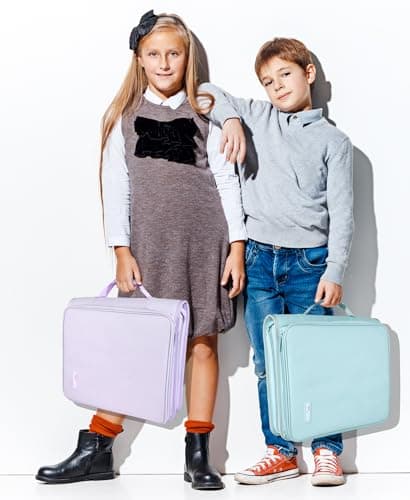 SUNEE Zippered Binder Bag with Handle, 2-Inch 3-Ring O-Ring, 500-Sheet Capacity, Includes Zip Pocket, 5-Tab Expanding File Folder, Multi-Pocket Organizer Binder Suitable for Middle School, Purple 6