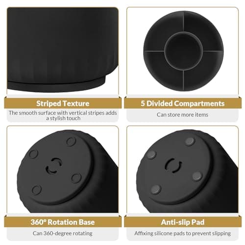 SKYDUE 360 Degree Rotating Pencil Pen Holder for Desk, Dual-Purpose Desk Organizer, Rotating Pencil Cup with 5 Slots, Office Supplies, Desk Decor for Office, School, Home 5