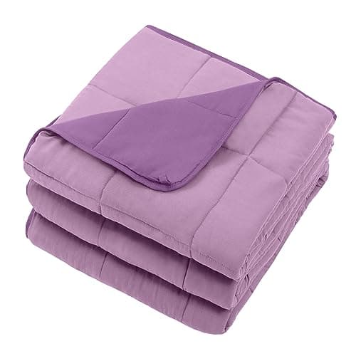 Purple Weighted Blanket for Adults 12lbs, 48"x72", Twin Full Size Cooling Heavy Throw Blanket for 110-130lbs, Microfiber Soft Thick Big Blankets Weighted Comforter Gift for Sleeping 7