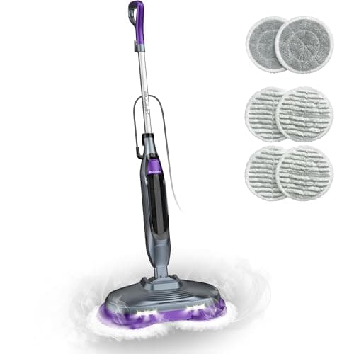 Steam Mop with Rotating Pads, 4 Modes, LED Lights, Swivel Steering, Safe for Sealed Hard Floors