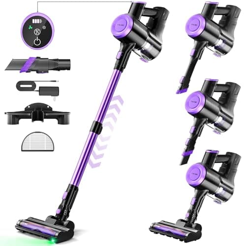 YTE PRO Cordless Vacuum Cleaner, Up to 50 Mins Runtime, 25000pa 180W Lightweight Vacuum with HEPA Filter, 6In1 for Home, Hardwood Floor, Car and Pet Hair