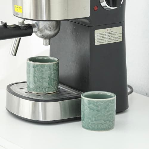 Dicmracy Ceramic Espresso Cups Set of 2 or 4-3oz Demitasse Cups for Coffee & Tea, No Handles, Durable & Dishwasher Safe (green, 2) 6