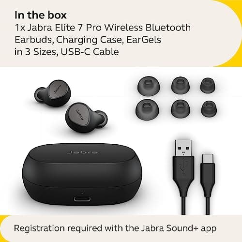 Jabra Elite 7 Pro in Ear Bluetooth Earbuds - Adjustable Active Noise Cancellation True Wireless Buds in a Compact Design MultiSensor Voice Technology for Clear Calls - Titanium Black 5