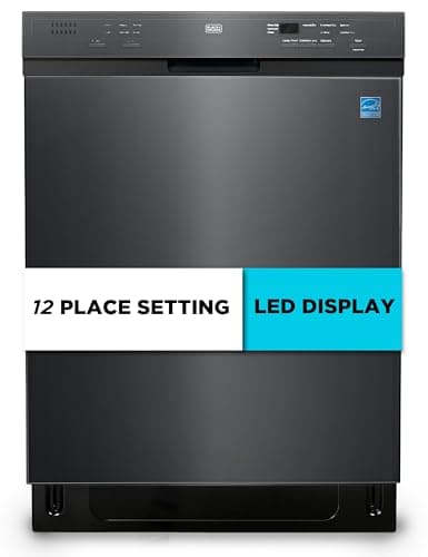 BLACK+DECKER 24" Built-In Dishwasher, 12-Place Setting Capacity with Stainless Steel Tub, Dish Washer with 6 Wash Programs, Low Noise, ENERGY STAR Certified, BDW200MB, Black