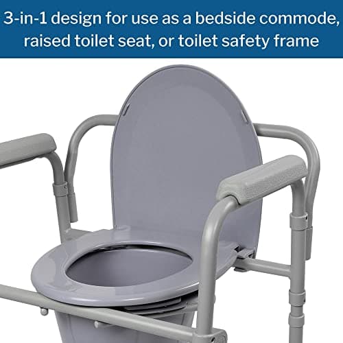 McKesson Folding Commode Chair with 7.5 qt Bucket, 350 lbs Weight Capacity, 13 1/2 in Seat Width, Adjustable Height, 1 Count 8