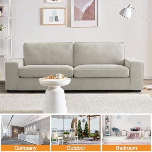 EASELAND Sofa Couch, 88" Chenille Loveseat for Living Room, 3 Seater Lounge Sofa for Bedroom with Removable Back and Seat Cushions, Modern Deep Seat Comfy Couch with Solid Wood Legs and Armrest(Beige) 7