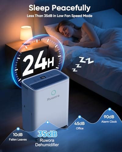 RUWORA Dehumidifier, 30 Pints Dehumidifiers for Home, 1500 Sq.ft Dehumidifier for Basement, 0.52 Gallon Water Tank, 24H Timer, Dehumidfier with Drain Hose for RV Bedroom Bathroom Office 6