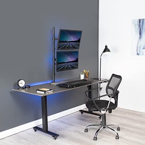 VIVO Extra Tall Vertically Stacked Dual Monitor Desk Mount Stand with 39 inch Stand-up Pole, Fully Adjustable Extended Arms, Fits 2 Screens up to 27 inches, STAND-V012T 9