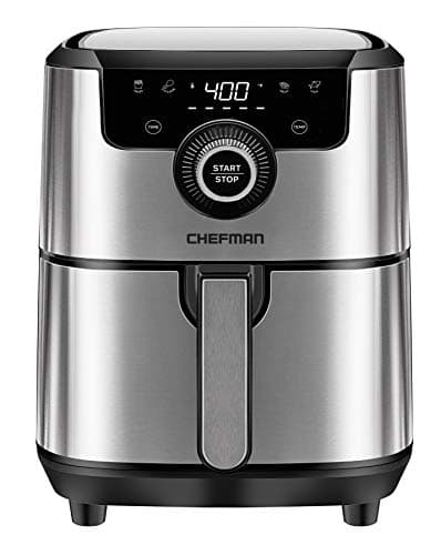 CHEFMAN Air Fryer Healthy Cooking, 4.5 Qt,User Friendly and Dual Control Temperature, Nonstick Stainless Steel, Dishwasher Safe Basket, w/ 60 Minute Timer & Auto Shutoff