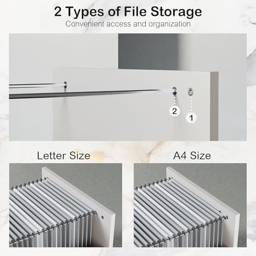 ModernMate 63" Standing Desk with File Cabinet, Privacy Panel, AC/USB, 1.18" Desktop, Executive L Shaped Height Adjustable Desk, Electric Stand Up Table with 3 Drawers, White Rattan 5