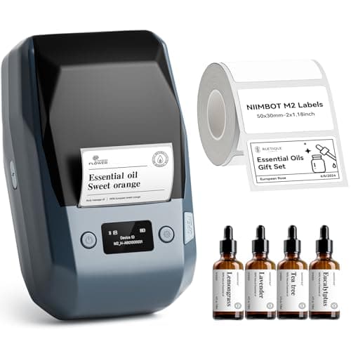 NIIMBOT Label Maker for Plant Labels, M2 Bluetooth Label Printer with Black Ribbon Cartridge and White Labels, 300 DPI, Compatible with 7 Android, 3 iOS, PC
