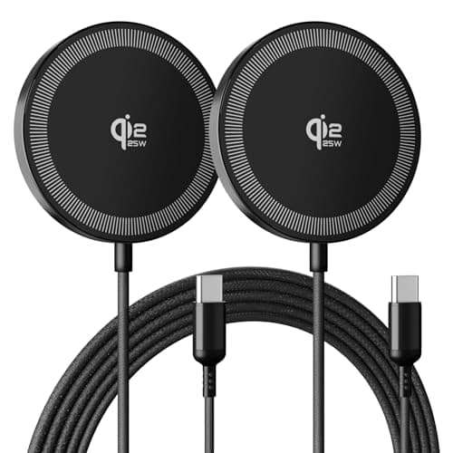 25W Magnetic Wireless Charging Pad: Qi2.2 Qi2 MagSafe Fast Charger for iPhone Air 17e 17 16 15 14 Pro Max, Samsung Galaxy S26 S25, Google Pixel 10 & AirPods, Gift Ideal for Desk Travel (Black, 2 Pack)