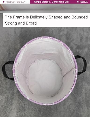 INGHUA Laundry Hamper Large Canvas Fabric Lightweight Storage Basket/Toy Organizer/Dirty Clothes Collapsible Waterproof for College Dorms, Boys and Girls Bedroom,Bathroom(butterfly) 6