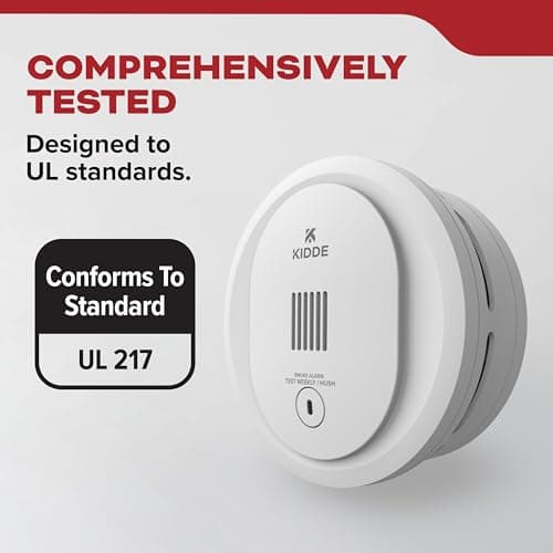 Kidde Smoke Detector, AA Battery Operated, Compact Size, LED Status Light, 85 dB Alarm, 4-inches 5