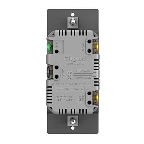 Legrand Toggle Slide Dimmer Switch for Dimmable LED/CFL/Incandescent Lights, Single-Pole/3-Way, No De-Rating, 300W,TSDCL303PTCCCV6, White/Light Almond/Ivory, 1 Count 7