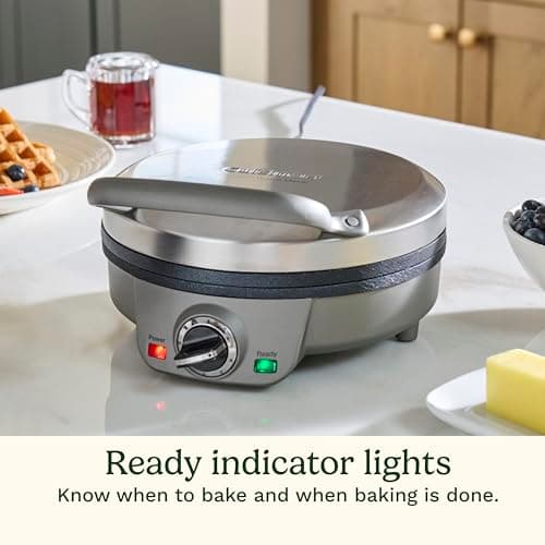 Cuisinart Belgian Waffle Maker, Round Waffle Iron, 6 Setting Adjustable Browning, Audible Alert, Nonstick Plates, WAF-200P1, Silver 5