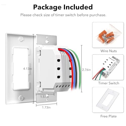 BN-LINK 7 Day Programmable in-Wall Timer Switch for Lights, Digital Light Switch Timer Indoor, Single Pole and 3 Way (Compatible with SPDT) Both Use, Neutral Wire Required, No Backlight, ETL Listed 7