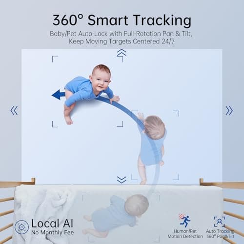 SYMYNELEC 5GHz Security Camera Indoor: 2K Baby Monitor with Phone App - Pet Camera with Speaker for Dog/Cat Owners - AI Motion Detection One-Touch Call Auto Tracking IR Night Vision TF/Cloud Storage 9