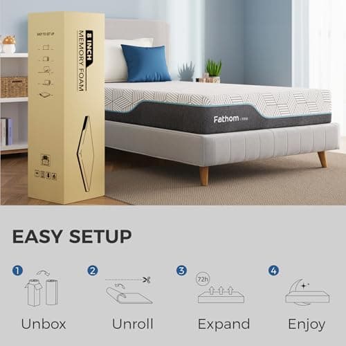 FATHOM Firm Queen Mattress 10 Inch Memory Foam Mattress Queen Size Bed in a Box for Back Pain Relief and Cool Sleep with Gel Foam and Removeable Fiberglass Free Cover, CertiPUR-US Certified 7