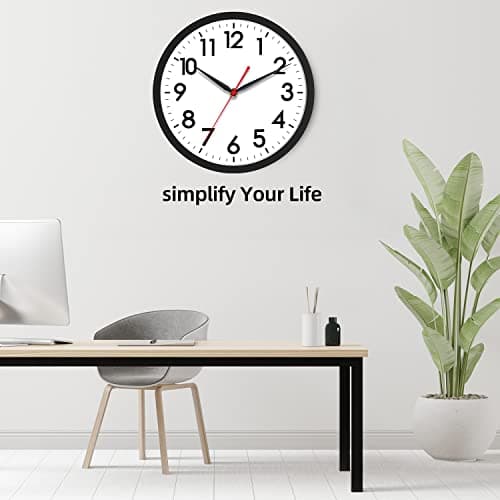 AKCISOT Wall Clock 10 Inch Silent Non-Ticking Modern Clocks Battery Operated - Analog Small Classic for Office, Home, Bathroom, Kitchen, Bedroom, School, Living Room(Black) 8