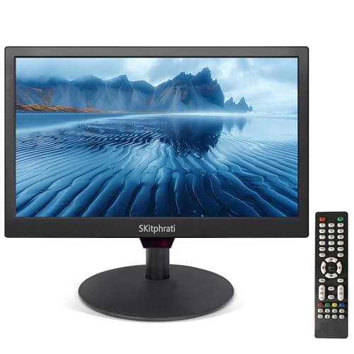 SKitphrati 15.6 Inch Small Computer PC Monitor, 1366x768 Video Screen With HDMI VGA BNC Ports, VESA Mounting, NVR/DVR for Home Office, Built-in Speakers