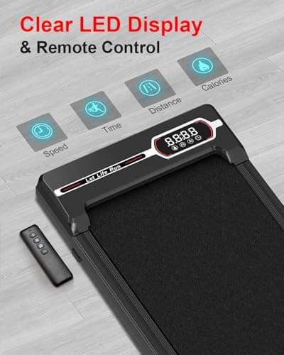 HomeFitnessCode Walking Pad, 5MPH Under Desk Portable Treadmill for Home Office, Compact & Small, Ultra Quiet<45dB with 300+ Lb Capacity, Remote Control, LCD Display, BK-FBM 8