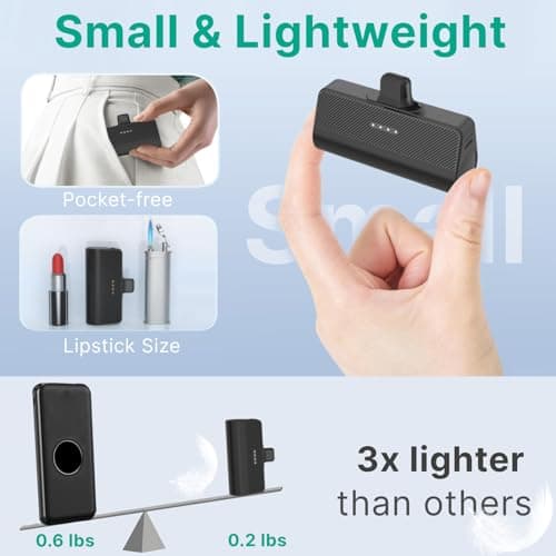 KKD Portable Charger for iPhone 15/16 Power Bank,【New Upgrade】 5000mAh USB-C Portable Phone Charger with 15W Fast Charging for iPhone 15 Pro/15 Plus/15 Promax/16 Pro/16 Promax/Samsung/Andriod-Black 5