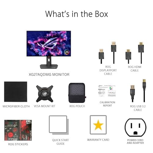 ASUS ROG Strix 27” 1440P OLED Gaming Monitor (XG27AQDMG) - QHD, Glossy OLED, 240Hz, 0.03ms, Custom Heatsink, Anti-flicker,Uniform Brightness, G-SYNC Compatible, 99% DCI-P3, DisplayWidget, 3yr warranty 8