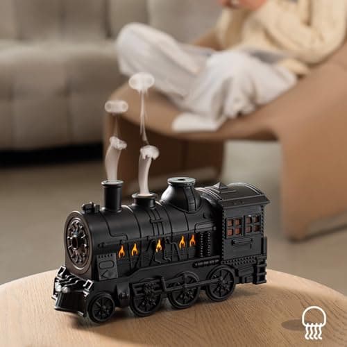 Lonyiabbi Steam Train Essential Oil Diffuser Set, 300 ml Retro Train Aromatherapy Diffuser with Night Light, Includes 2 Essential Oils, Desk Decor Humidifier, Gift for Train Lovers 6