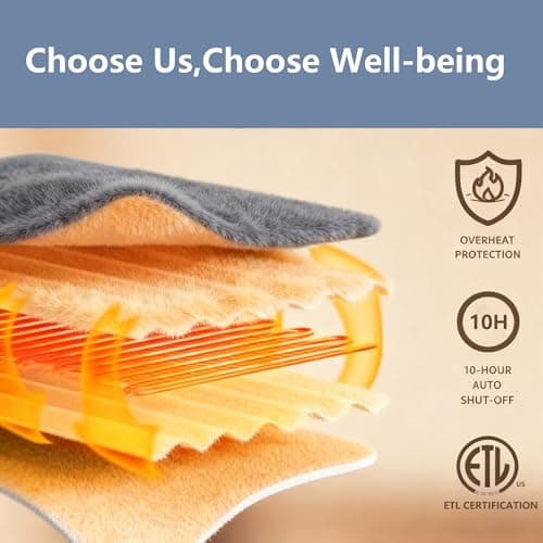 Heated Blanket 50"x60" Electric Throw Blanket with 5 Heat Settings, 10H Auto-Off, Soft Wave Fleece for Couch, Bed & Office, ETL Certified 6